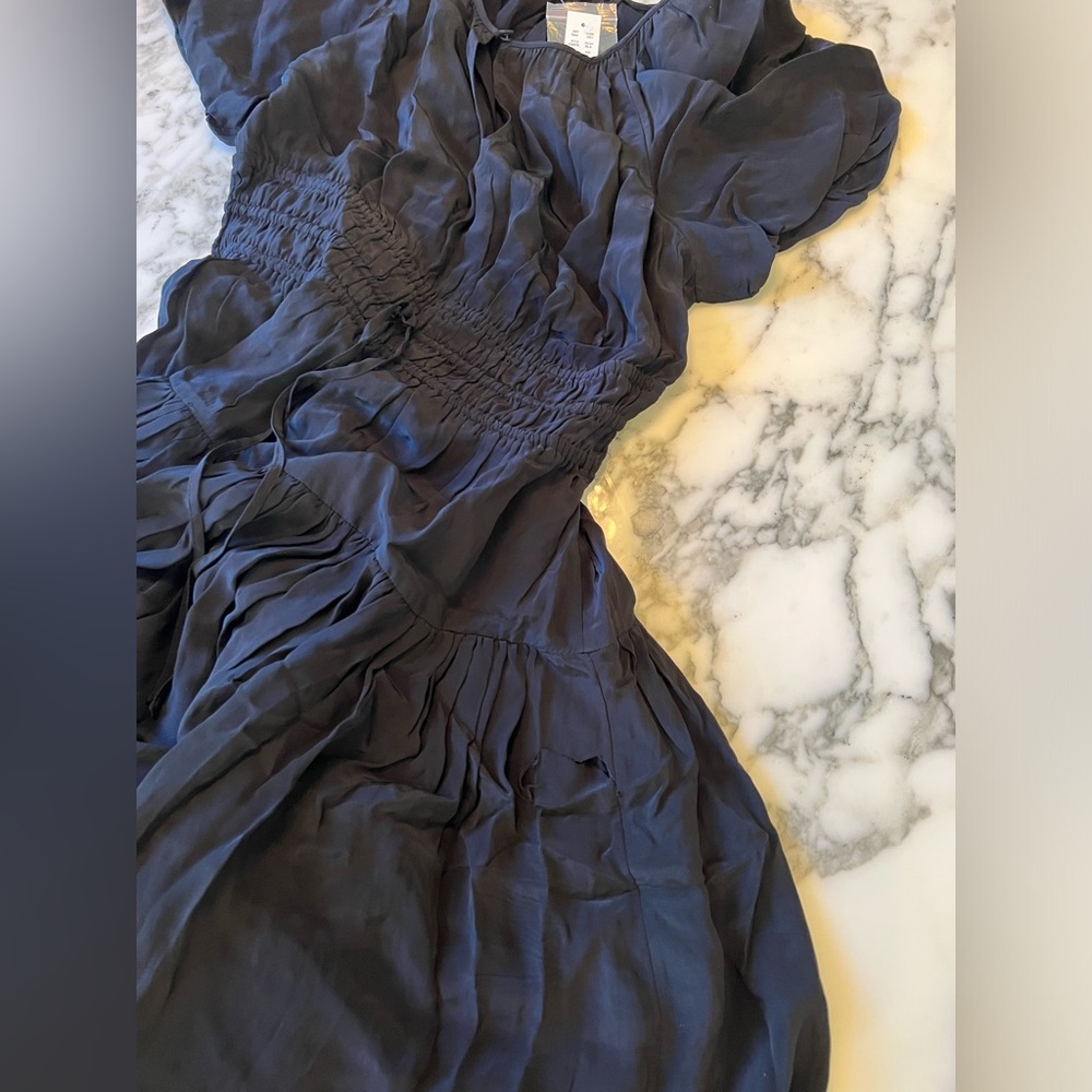NWT J Crew Elena puff-sleeve dress in crepe de chine S sensor rip needs repair - Picture 8 of 16